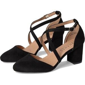 Journee Collection Foster Pump Womens US 7.5 M Black Crisscross Strap Block Heel